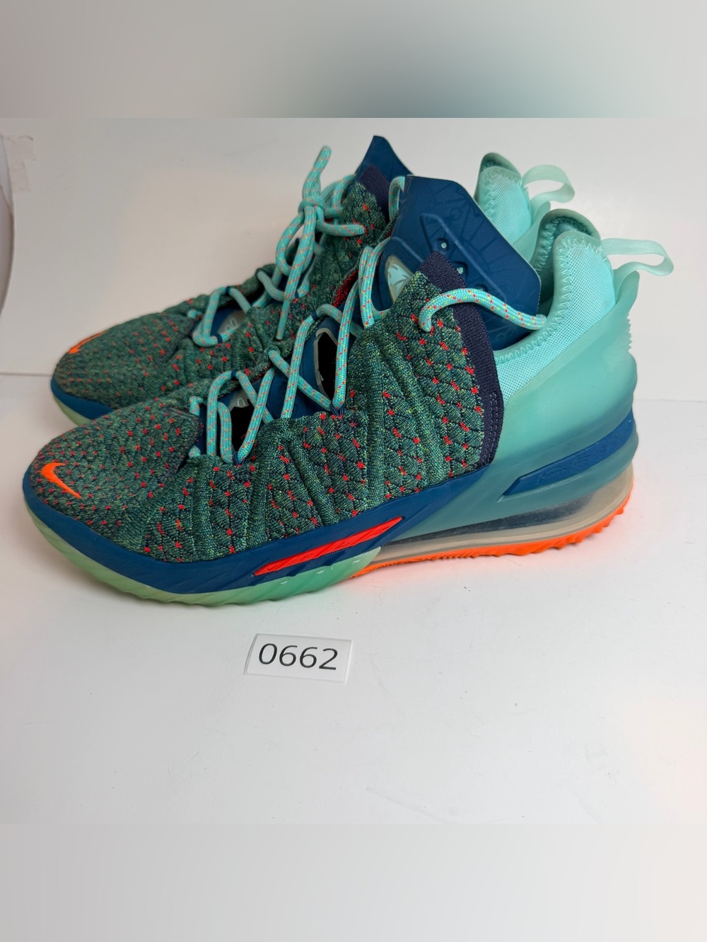 Nike Men's Teal and Orange High-Top Athletic Shoes
